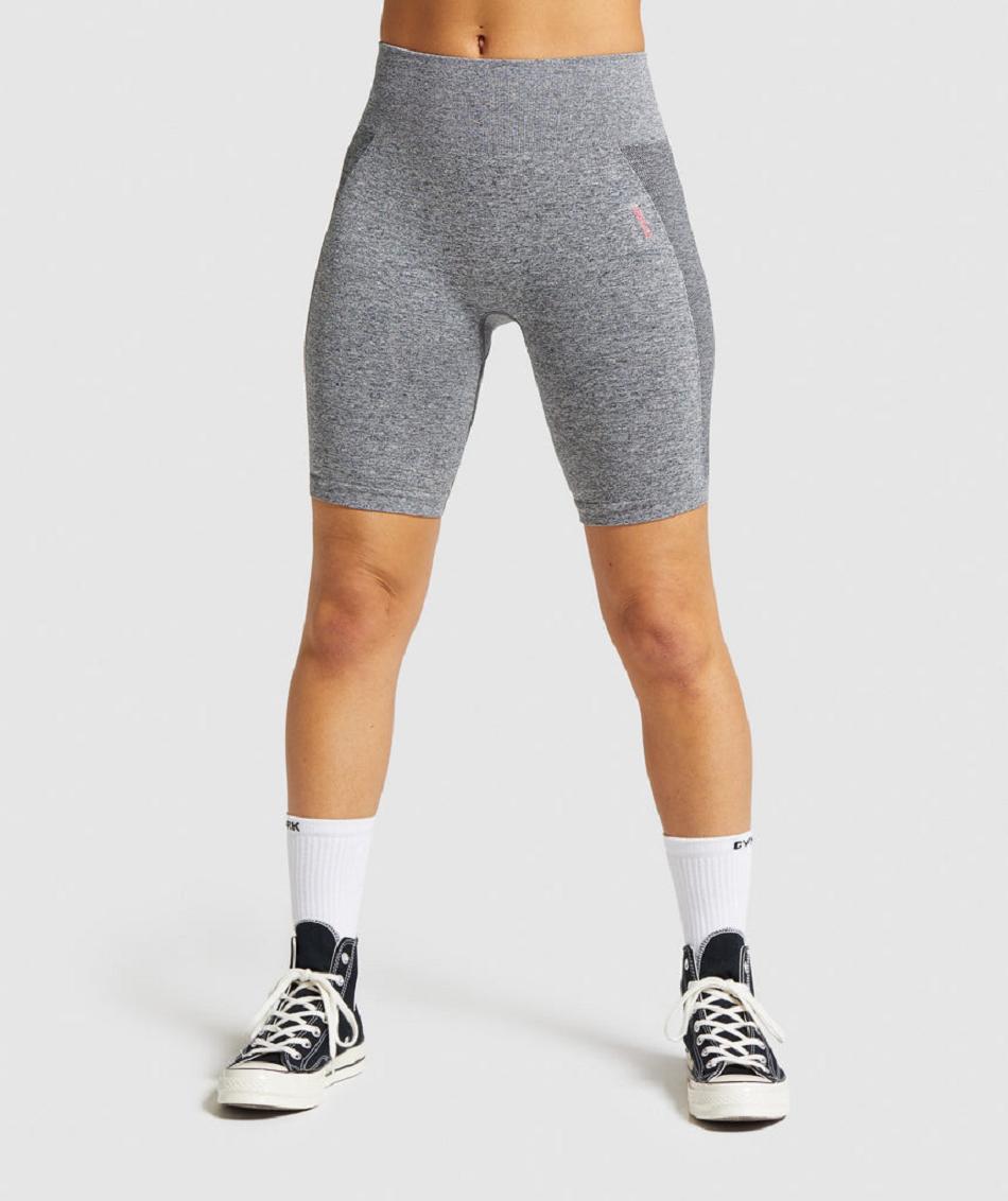 Pantalones Cortos Gymshark Flex Cycling Mujer Gris Rosas | CO 2803TCE